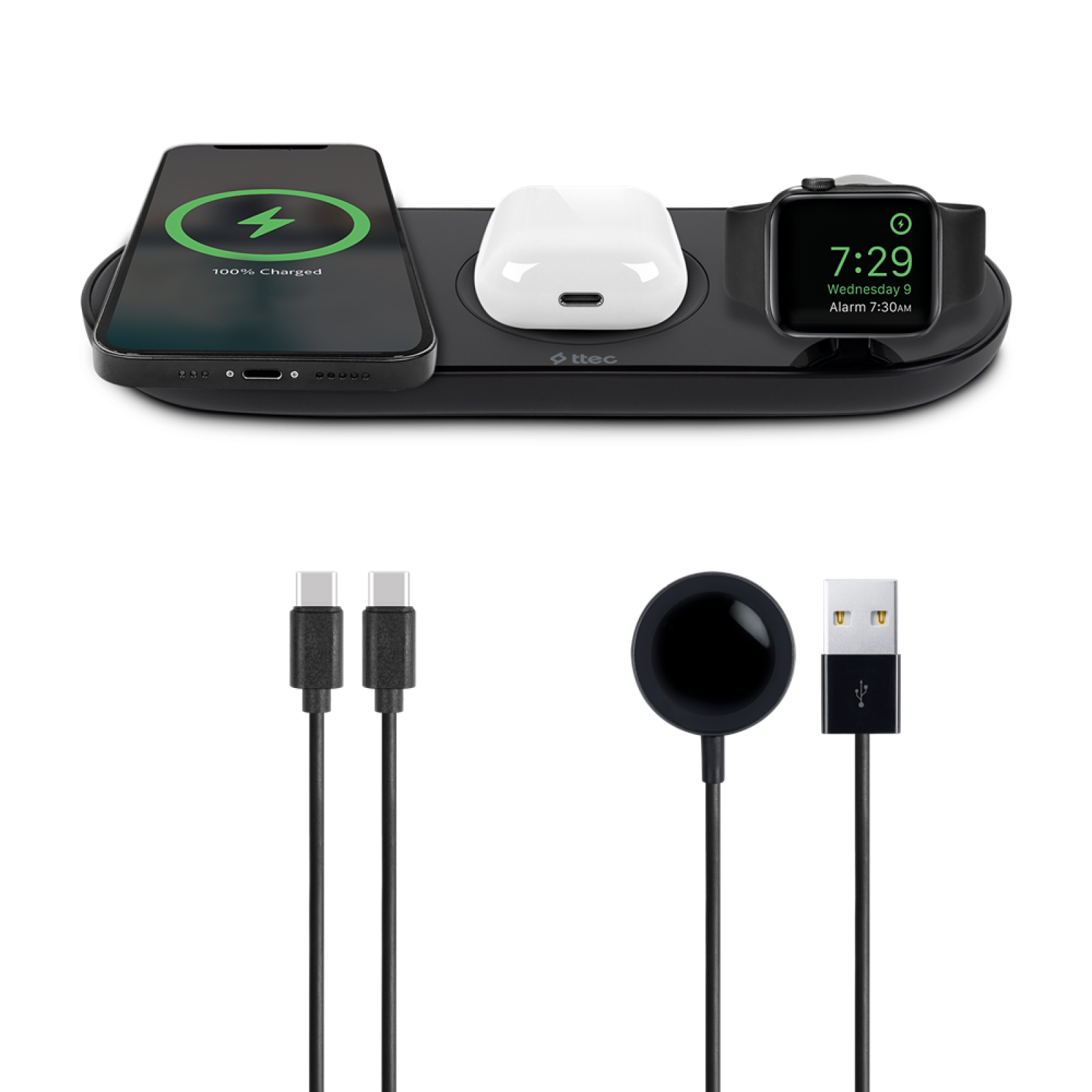 Wireless зарядно - стойка ttec AirCharger Trio M MagSafe. 3in 1  iPhone + Apple Watch + AirPods Wireless Fast charger