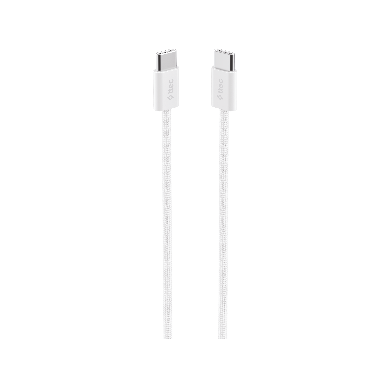 Data кабел ttec, Type-C - Type-C, 100cm, 60W, Плетен, Fast Charge Cable, Бял