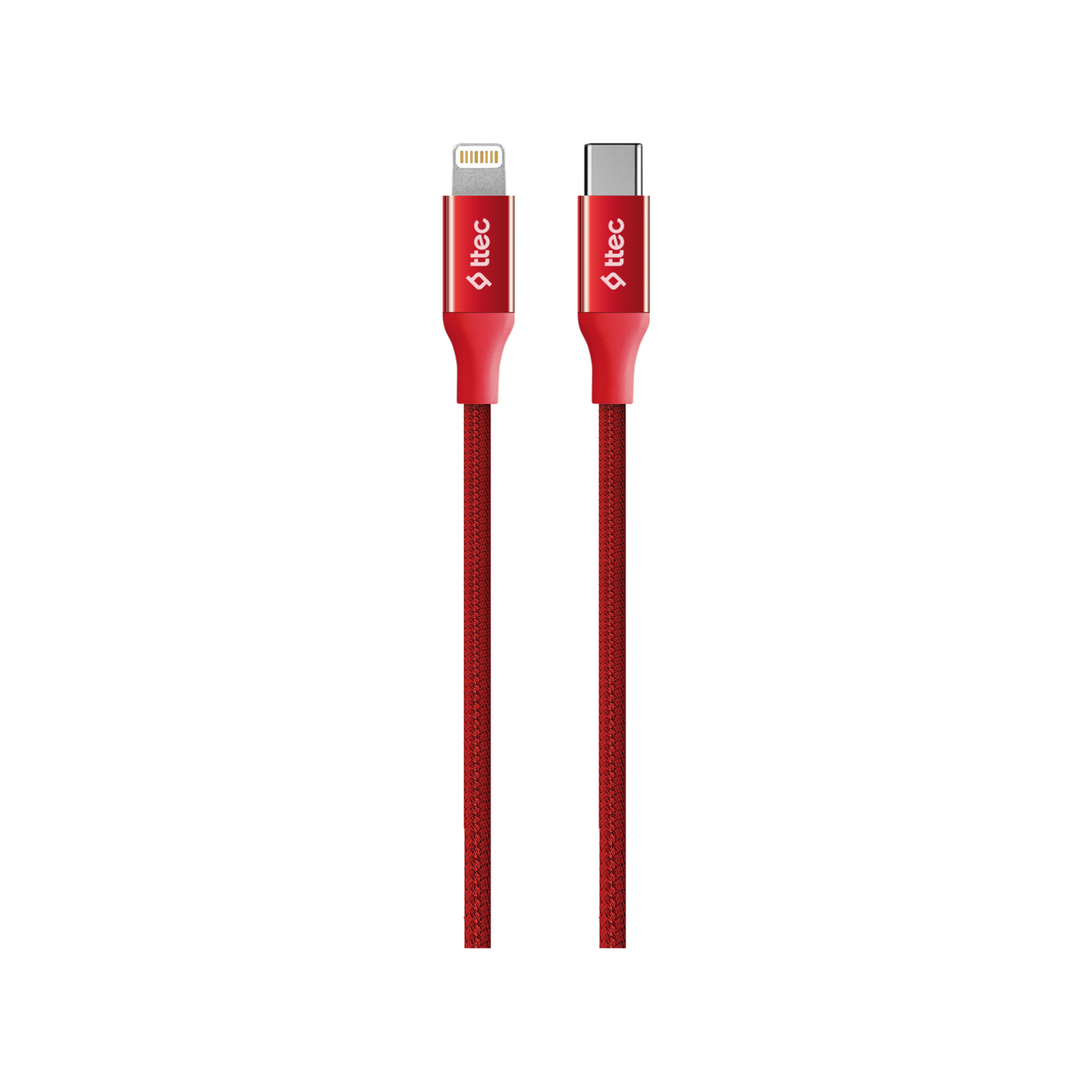 Кабел ttec, AlumiCable, Type-c - Lightning, Fast Charging Cable, 150cm, Червен