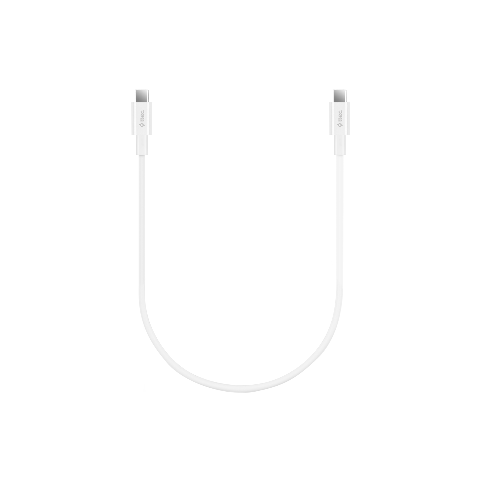 Data кабел ttec, Type-C - Type-C, 30cm, 65W, Fast Charge Cable, Бял