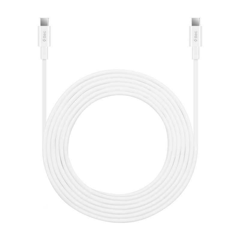 Data кабел ttec, Type-C - Type-C, 200cm, 65W, Fast Charge Cable, Бял