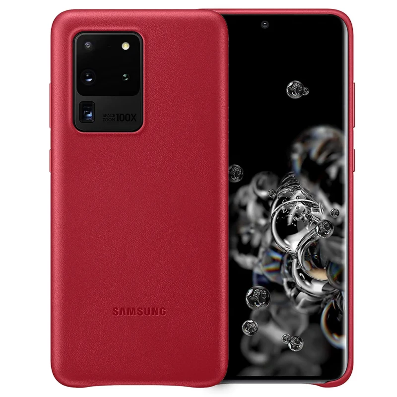 Оригинален гръб Samsung Leather Cover for Galaxy S20 Ultra - Червен, EF-VG988LRE