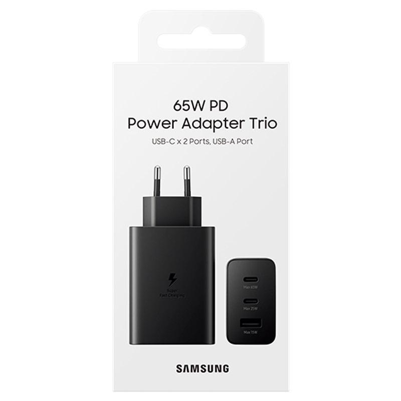 Адаптер EP-T6530NBE Samsung Trio 65W Travel Charger Black, EP-T6530NBE