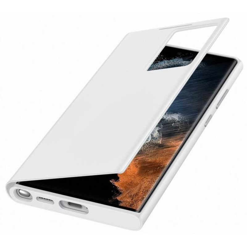 Оригинален калъф Samsung  за Galaxy S22 Ultra, Clear View Case, Бял, EF-ZS908CWE