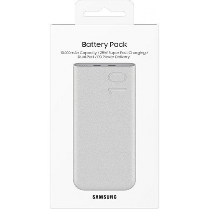 Външна батерия Samsung FastCharge Powerbank 2x USB-C 25W 10000mA - Бяла, EB-P3400XUE