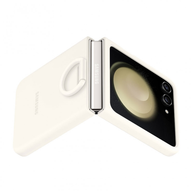 Оригинален гръб Samsung Silicone Cover with Ring за Galaxy Z Flip 5 - Cream, EF-PF731TUE