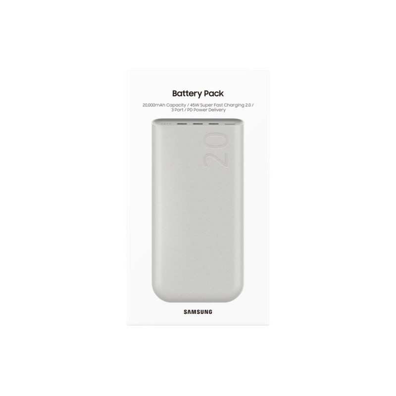 Външна батерия Samsung Powerbank 3x USB-C 45W 20000mAh - Бежова, EB-P4520XUE