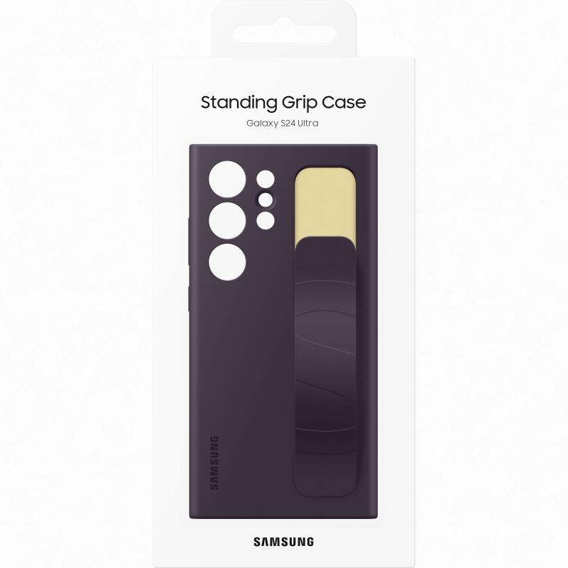 Оригинален гръб Samsung за Galaxy S24 Ultra,  Standing Grip Cover,  Тъмно лилав, EF-GS928CEE