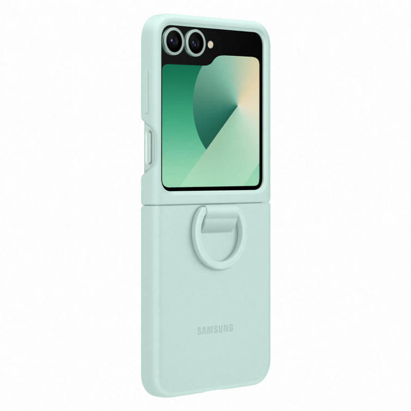 Оригинален гръб Samsung  за  Galaxy Z Flip 6, Silicone Cover with Ring, Mint, EF-PF741TME