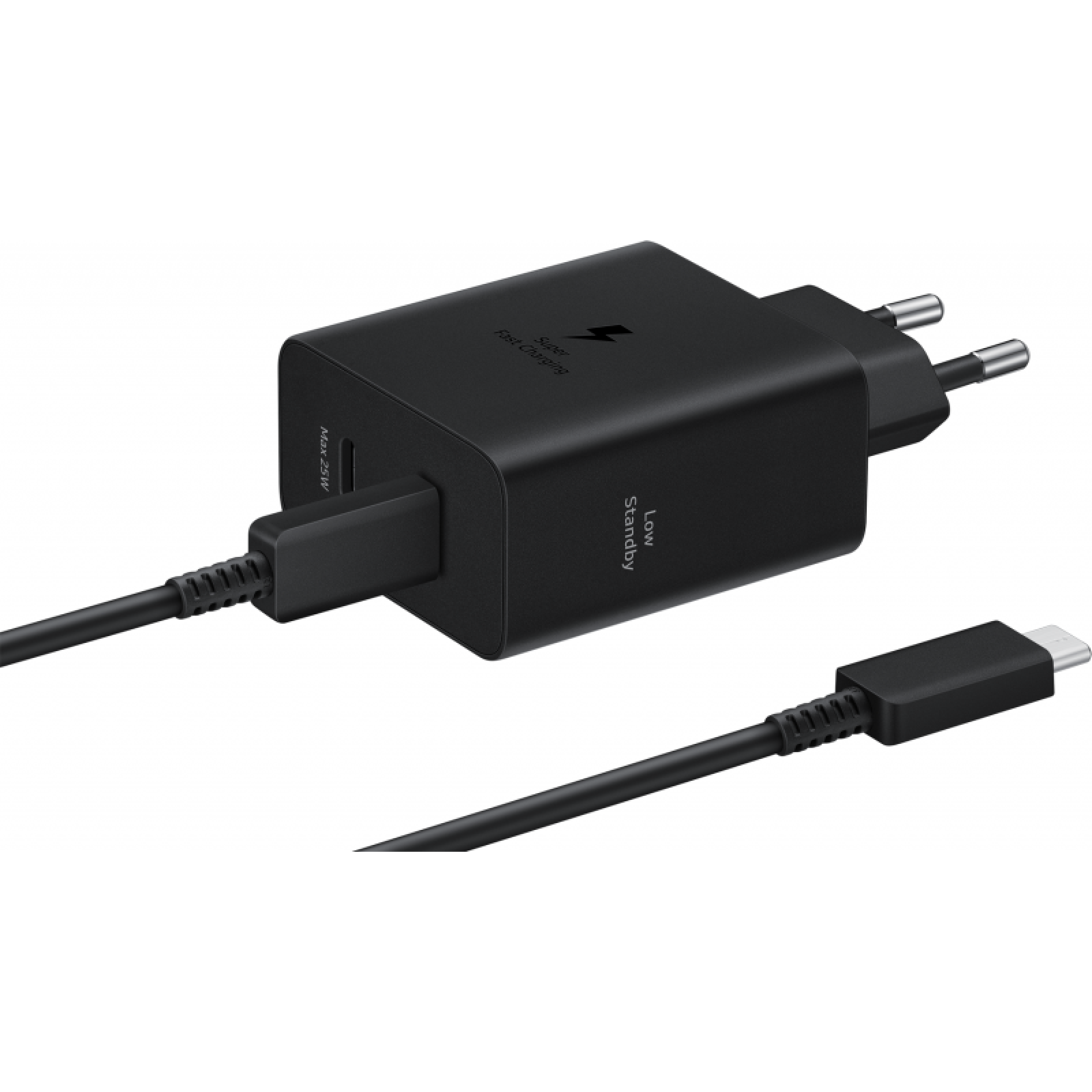 Оригинално Зарядно 220V  Samsung Dual USB-C 50W Travel Charger + USB-C Data C - Черно, EP-T5020XBE