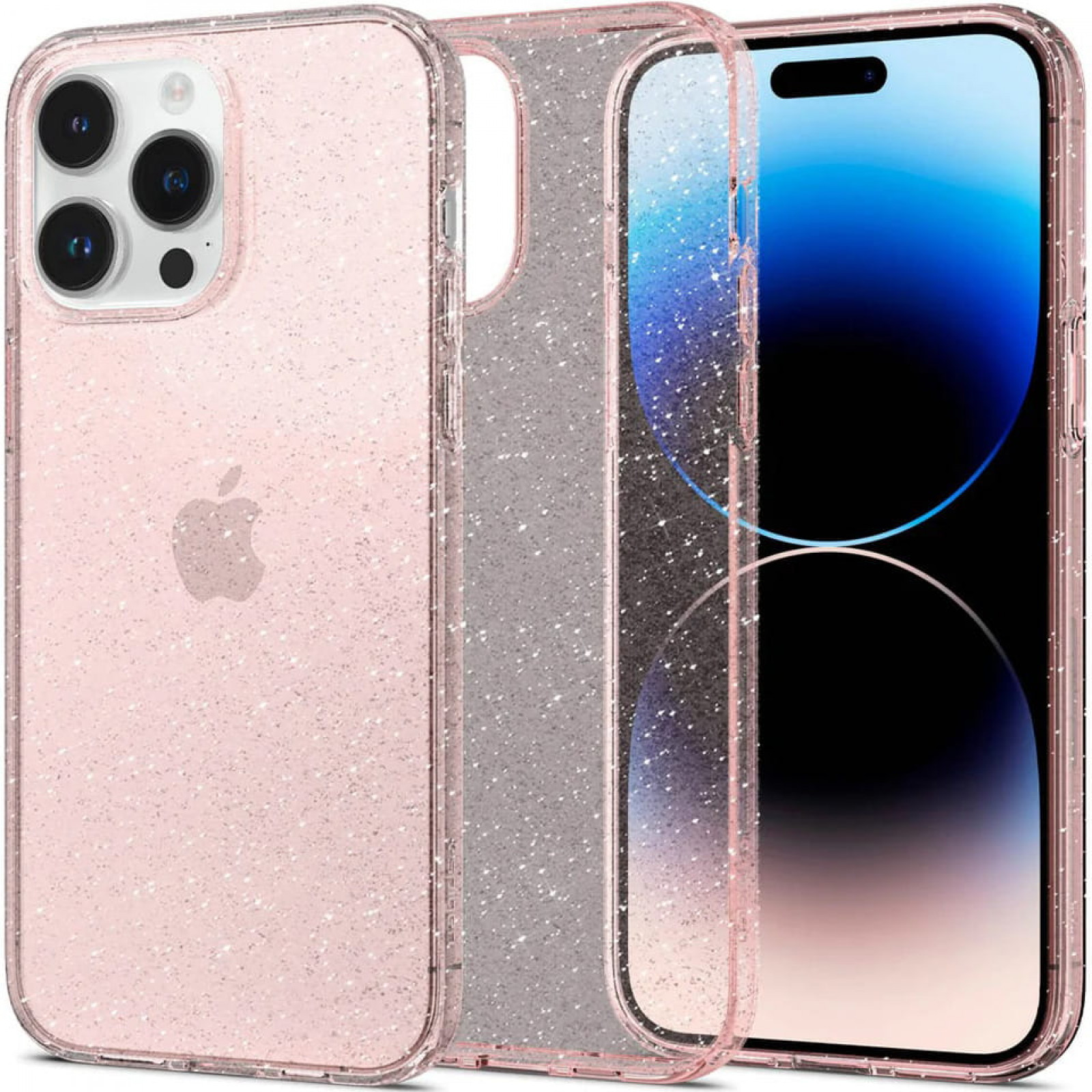 Гръб Spigen Liquid Crystal Glitter за iPhone 14 Pro - Розов с блясък