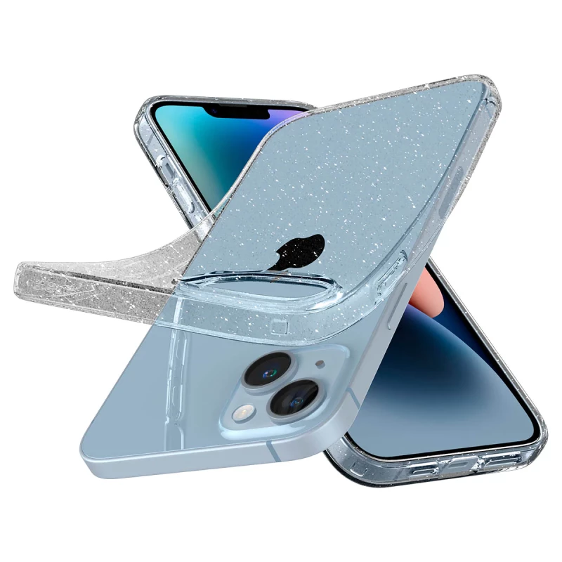 Гръб Spigen Liquid Crystal Glitter за iPhone 14, 13. Прозрачен