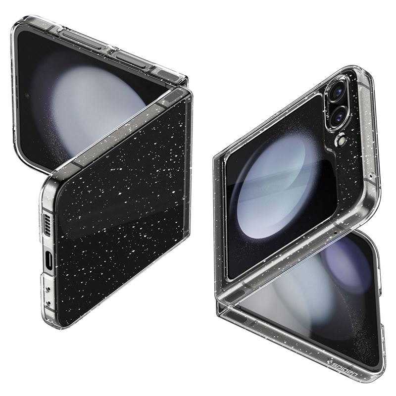 Гръб Spigen Air Skin Glitter, crystal quartz за Samsung Galaxy Z Flip 5, Прозрачен блестящ