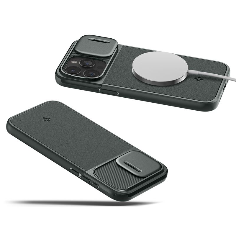 Гръб Spigen за iPhone 15 Pro Max,  Optik Armor, MagSafe,  Зелен