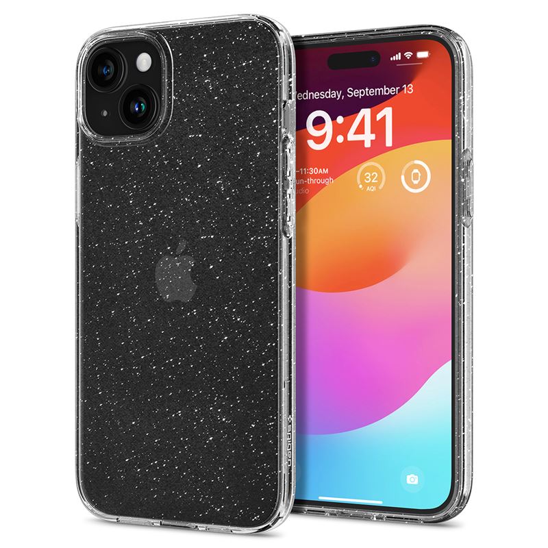Гръб Spigen за iPhone 15 Plus,  Liquid Crystal Glitter, Прозрачен, блестящ