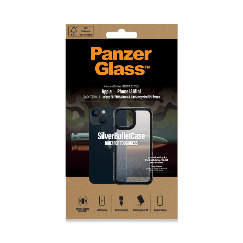 Гръб PanzerGlass SilverBullet Case за Iphone 13 mini - Черна рамка