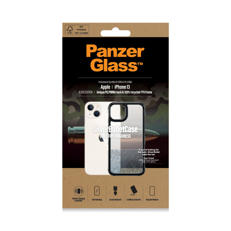 Гръб PanzerGlass SilverBulletCase за Iphone 13/14  - Черна рамка