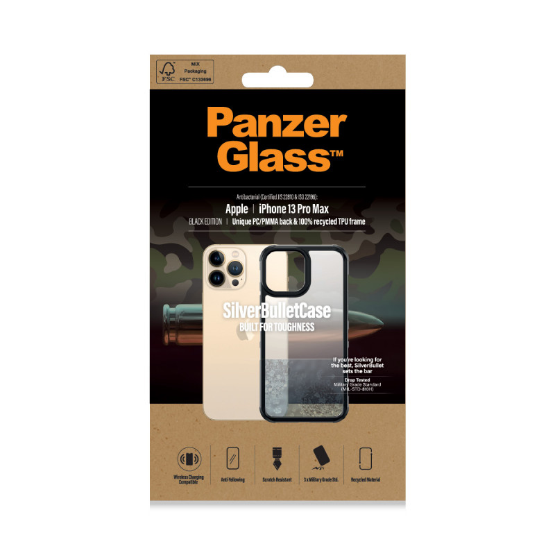 Гръб PanzerGlass SilverBulletCase за Iphone 13 Pro Max  - Черна рамка