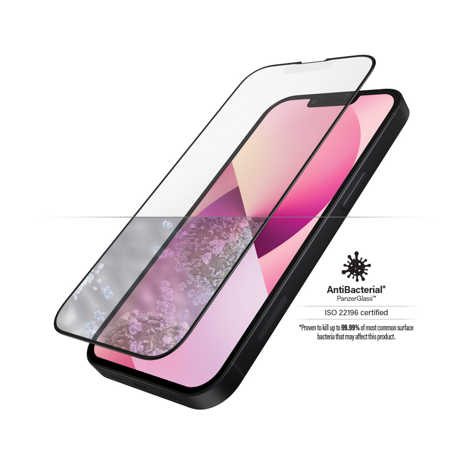 Стъклен протектор PanzerGlass за Apple Iphone 13 mini, AntiGlare, CaseFriendly, Antibacterial, Черен