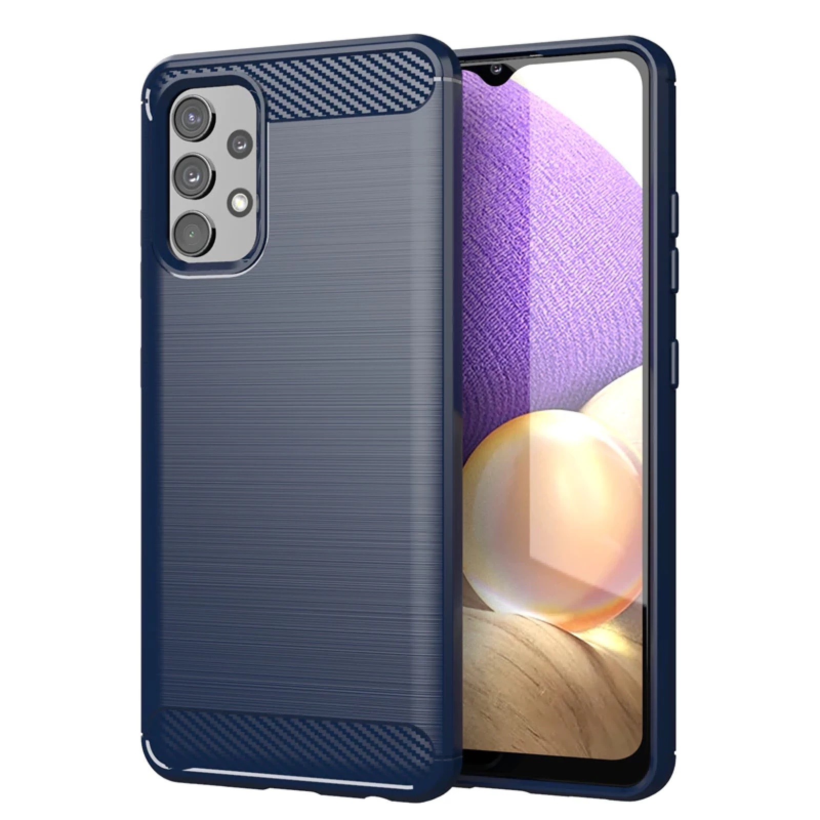 Гръб Carbon fiber soft tpu за Samsung Galaxy A03S - Син