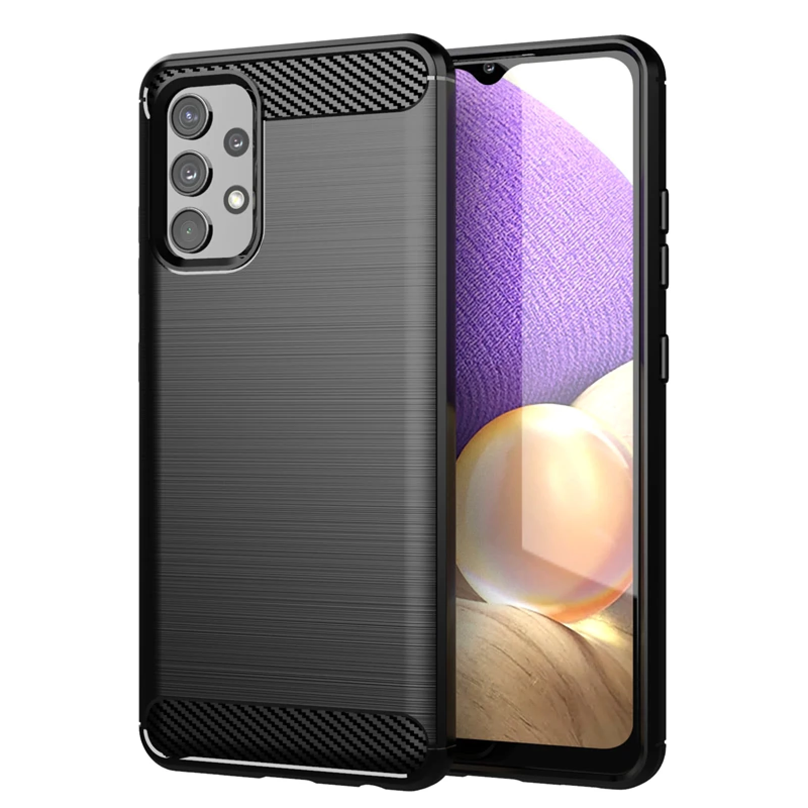 Гръб Carbon fiber soft tpu за Samsung Galaxy A03S - Черен