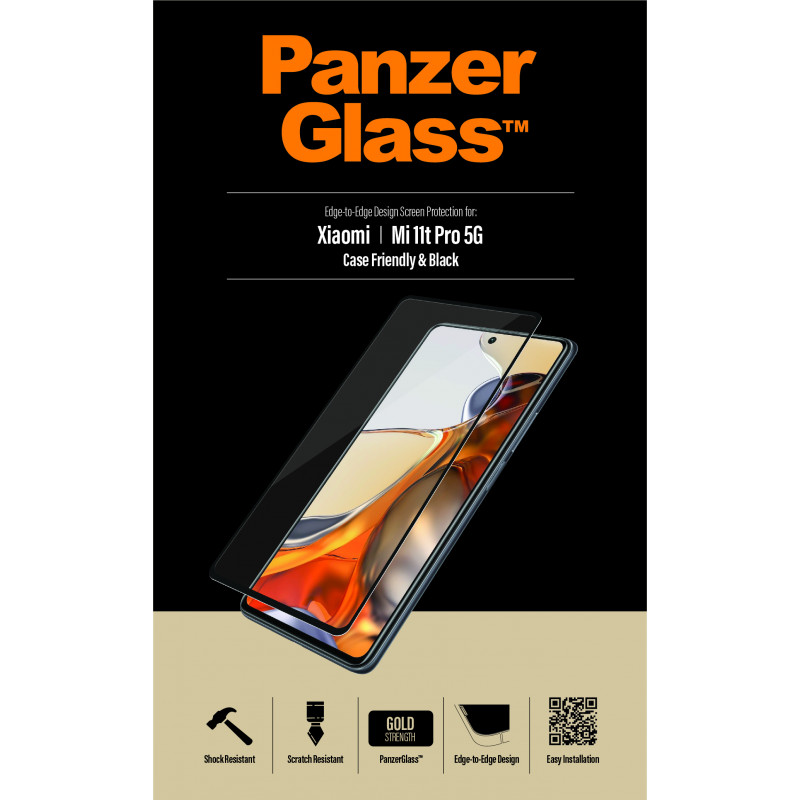 Стъклен протектор PanzerGlass за Xiaomi  11t Pro 5G CaseFriendly - Черно