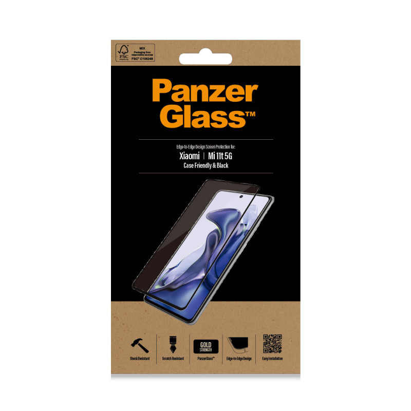 Стъклен протектор PanzerGlass за Xiaomi  11t ,  CaseFriendly - Черно