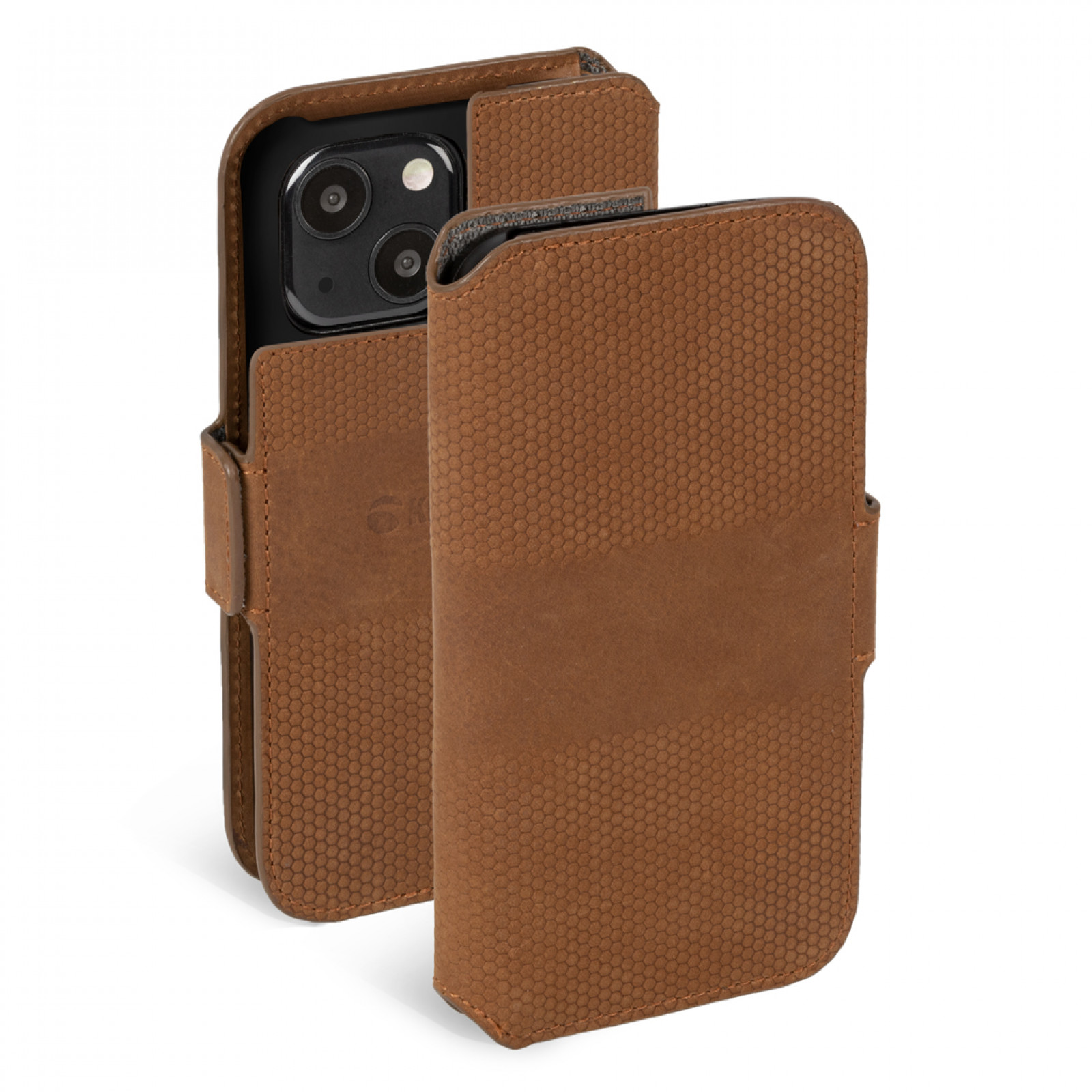 Калъф Krusell Leather Wallet за Iphone 13 mini - Cognac