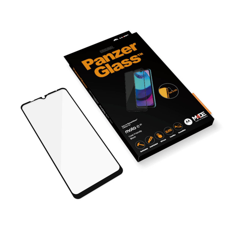 Стъклен протектор PanzerGlass за Motorola Moto e20 CaseFriendly - Черен
