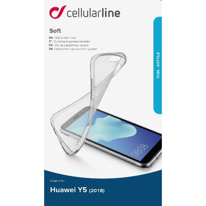Силиконов гръб Cellular Line за Huawei Y5 2018 - Прозрачен