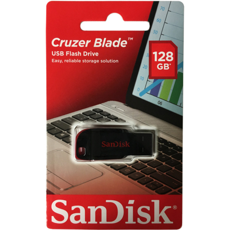 Флашка SanDisk Cruzer Blade 128GB - Черно/Червена