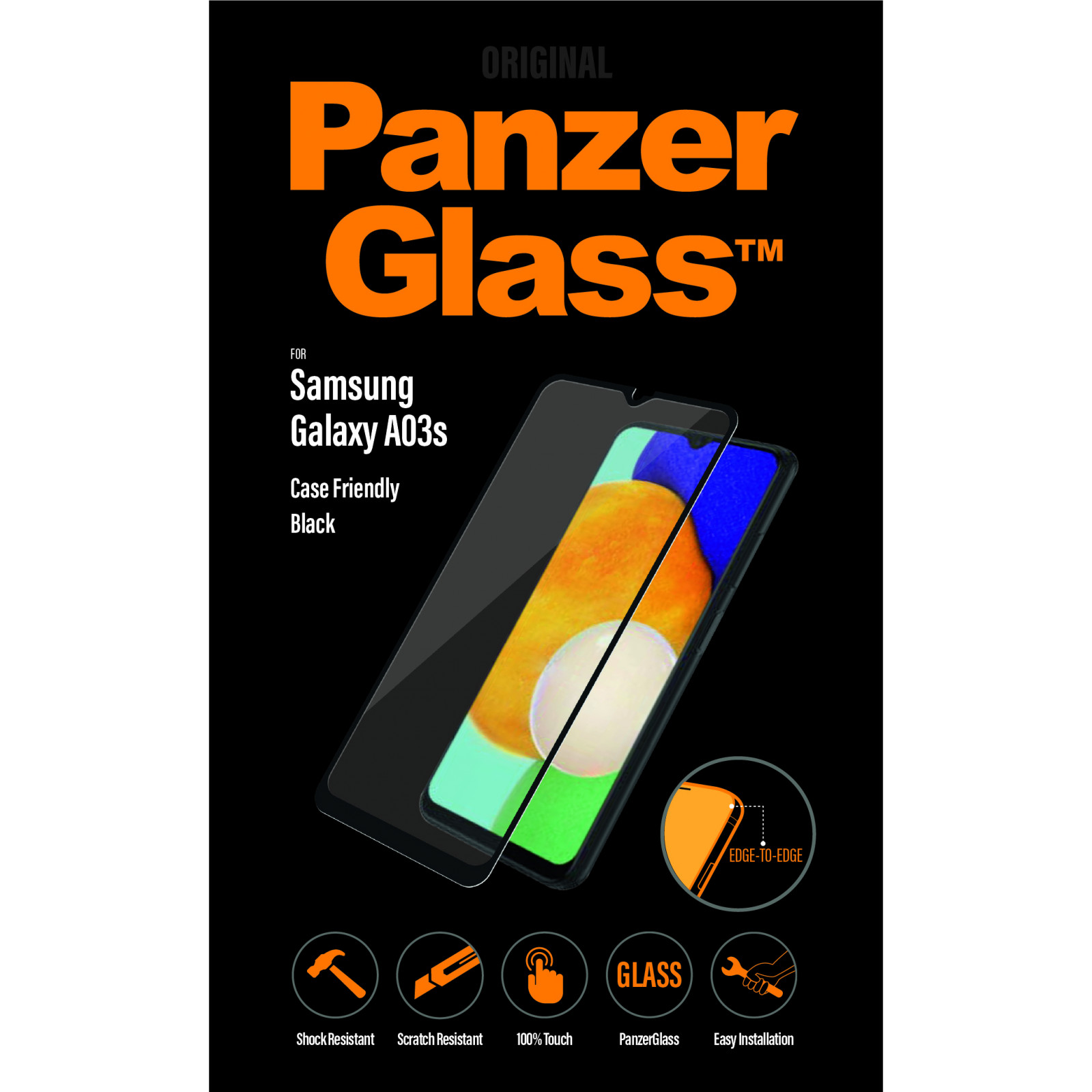 Стъклен протектор PanzerGlass за Samsung Galaxy A03/A03s CaseFriendly - Черен
