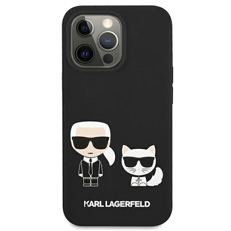 Гръб Karl Lagerfeld and Choupette Liquid Silicone Case за iPhone 13 Pro - Черен