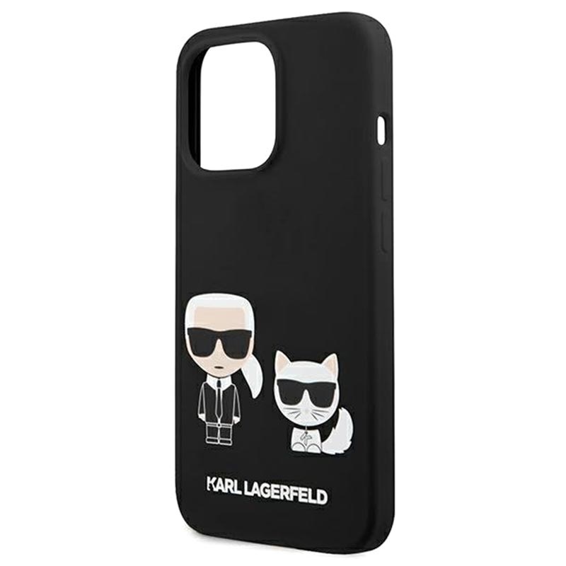 Гръб Karl Lagerfeld and Choupette Liquid Silicone Case за iPhone 13 Pro - Черен