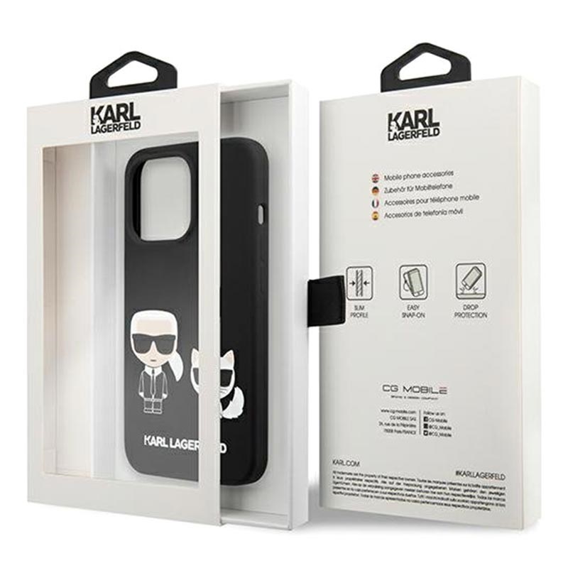 Гръб Karl Lagerfeld and Choupette Liquid Silicone Case за iPhone 13 Pro - Черен