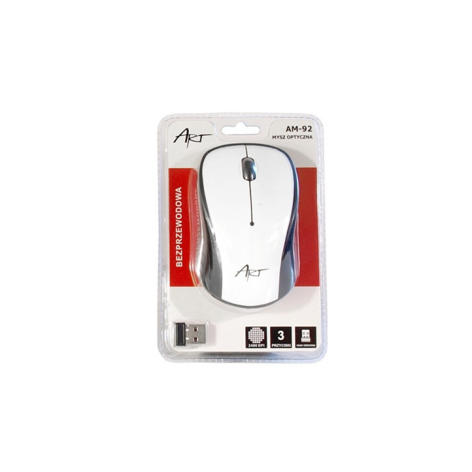 Мишка Art Optical wireless mouse USB AM-92 - Бяла
