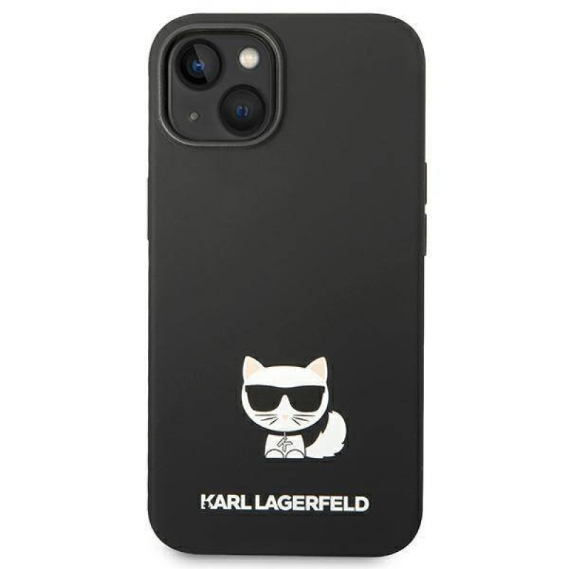 Гръб Karl Lagerfeld Liquid Silicone Choupette Case за iPhone 14 Plus - Черен