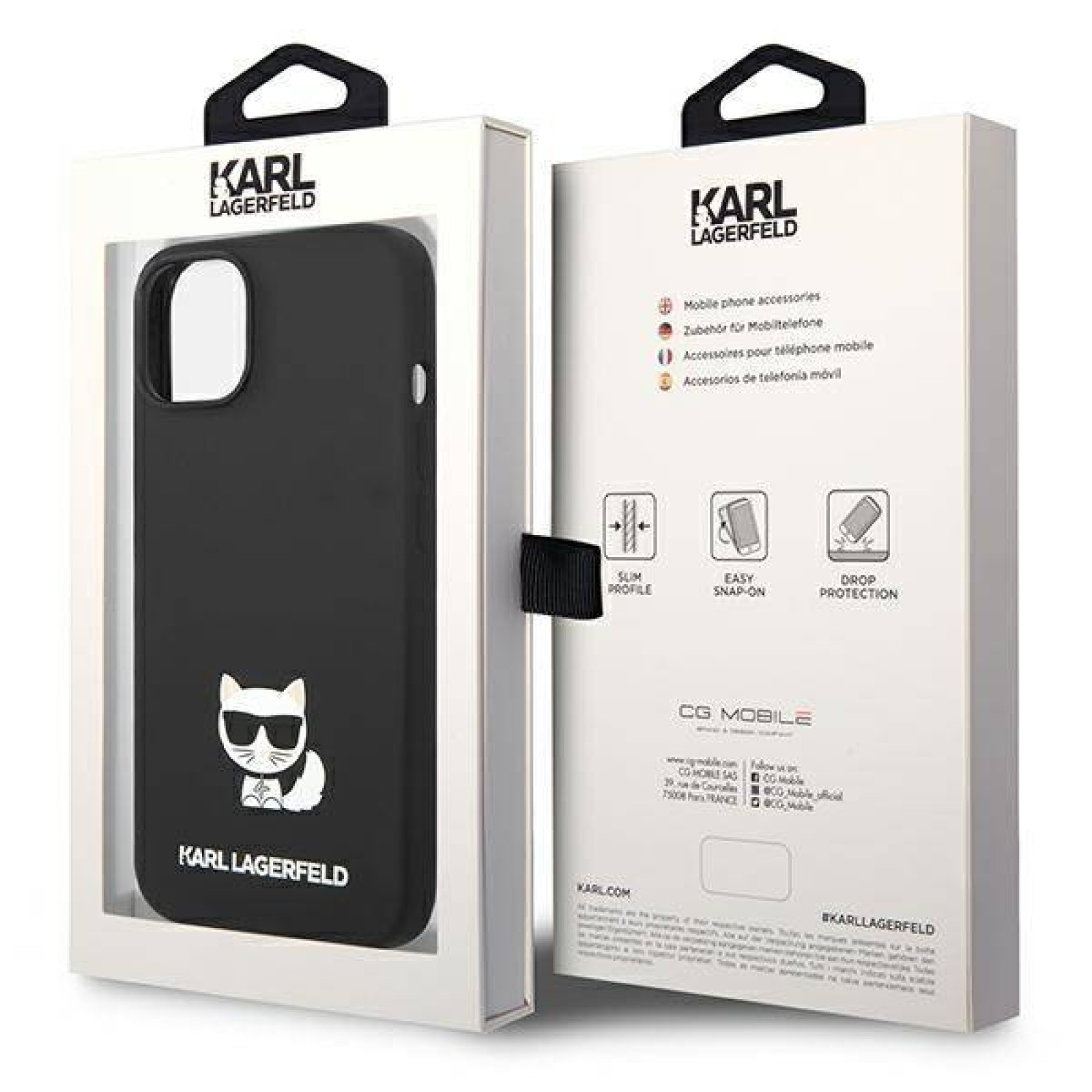 Гръб Karl Lagerfeld Liquid Silicone Choupette Case за iPhone 14 Plus - Черен