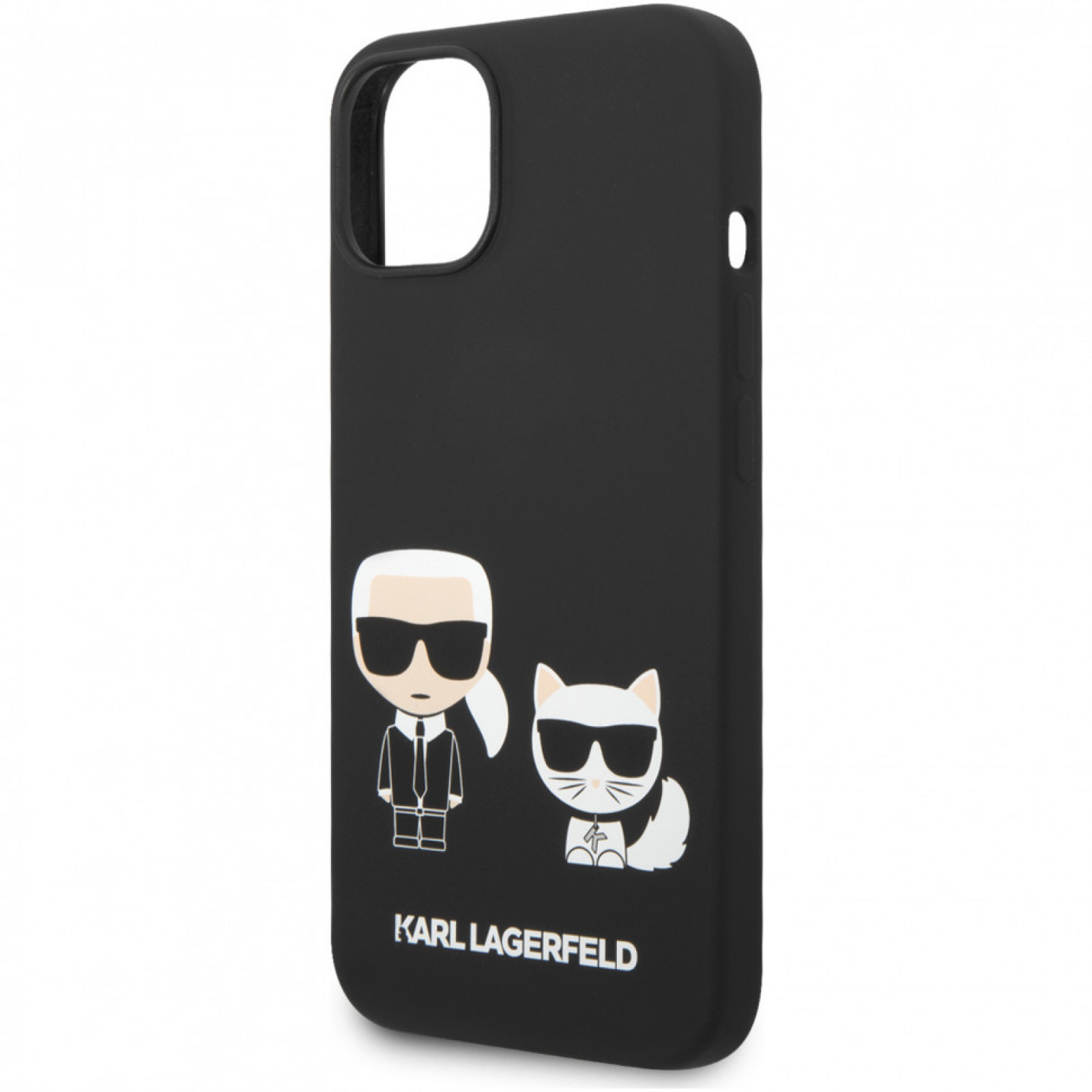 Гръб Karl Lagerfeld and Choupette Liquid Silicone Case за iPhone 14 Plus - Черен