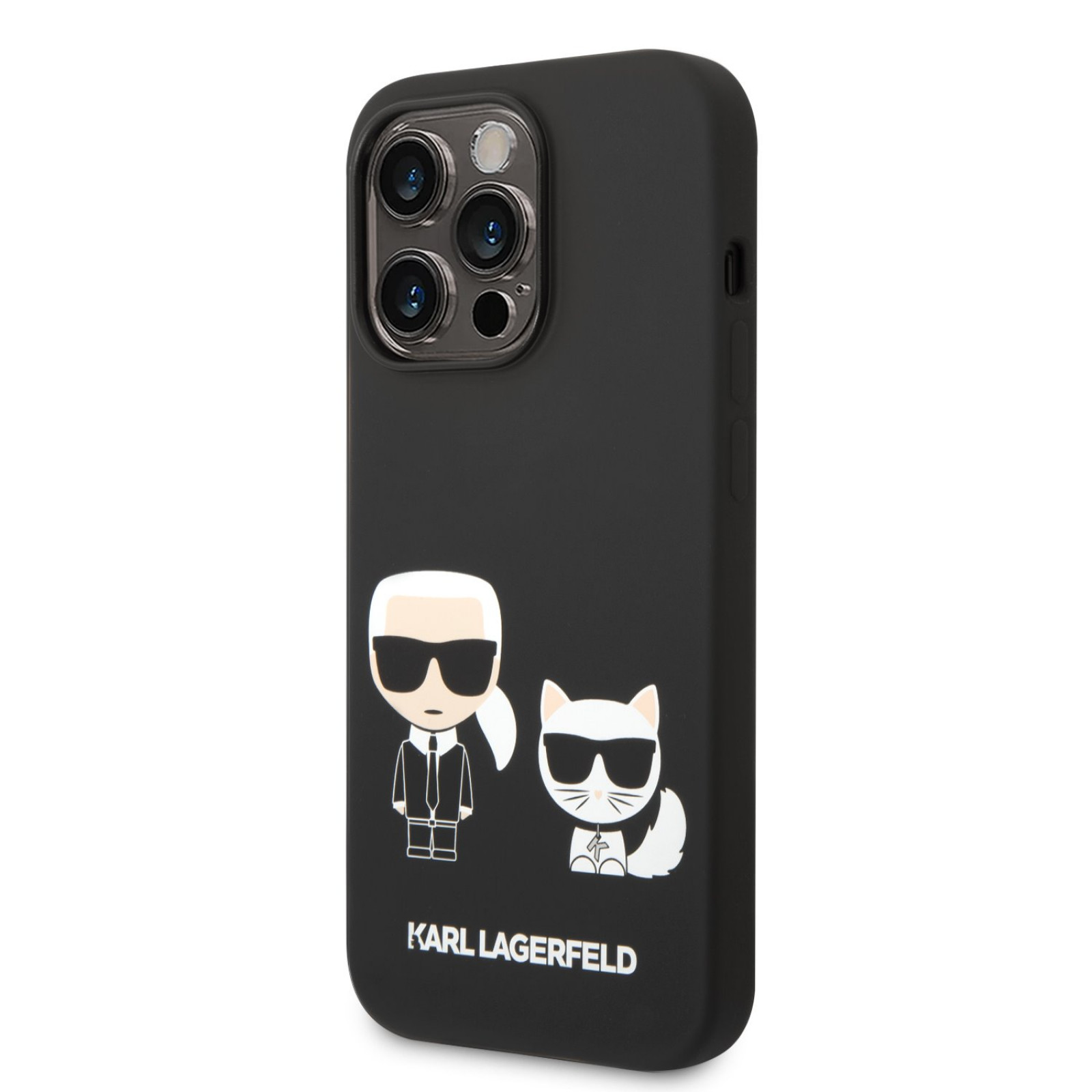 Гръб Karl Lagerfeld and Choupette Liquid Silicone Case за iPhone 14 Pro - Черен