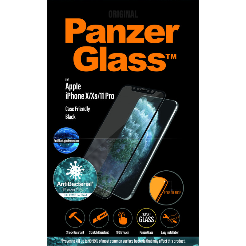 Стъклен протектор PanzerGlass за Apple Iphone X/Xs / 11 Pro, Anti-Bluelight, CaseFriendly, Antibacterial