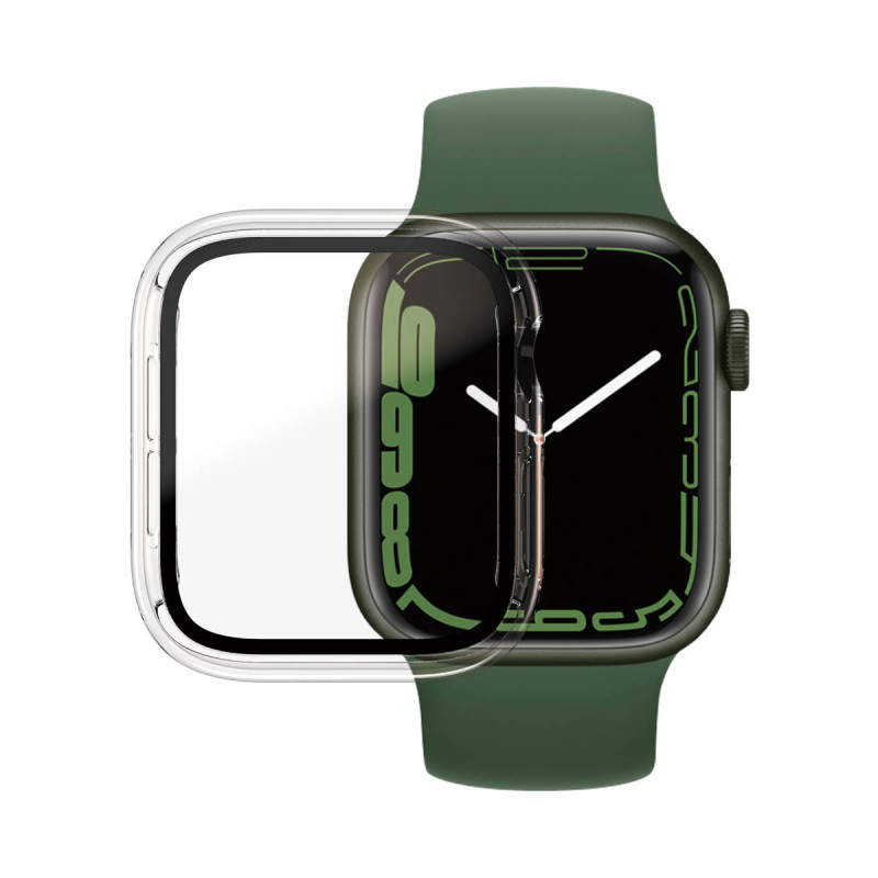 Стъклен протектор за часовник със силиконова рамка PanzerGlass за Apple watch Series 7, 41 mm, AntiBacteria - Прозрачна рамка