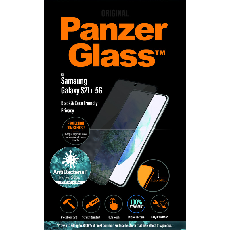 Стъклен протектор PanzerGlass за Samsung Galaxy S21 Plus Privacy, CaseFriendly, Black AB