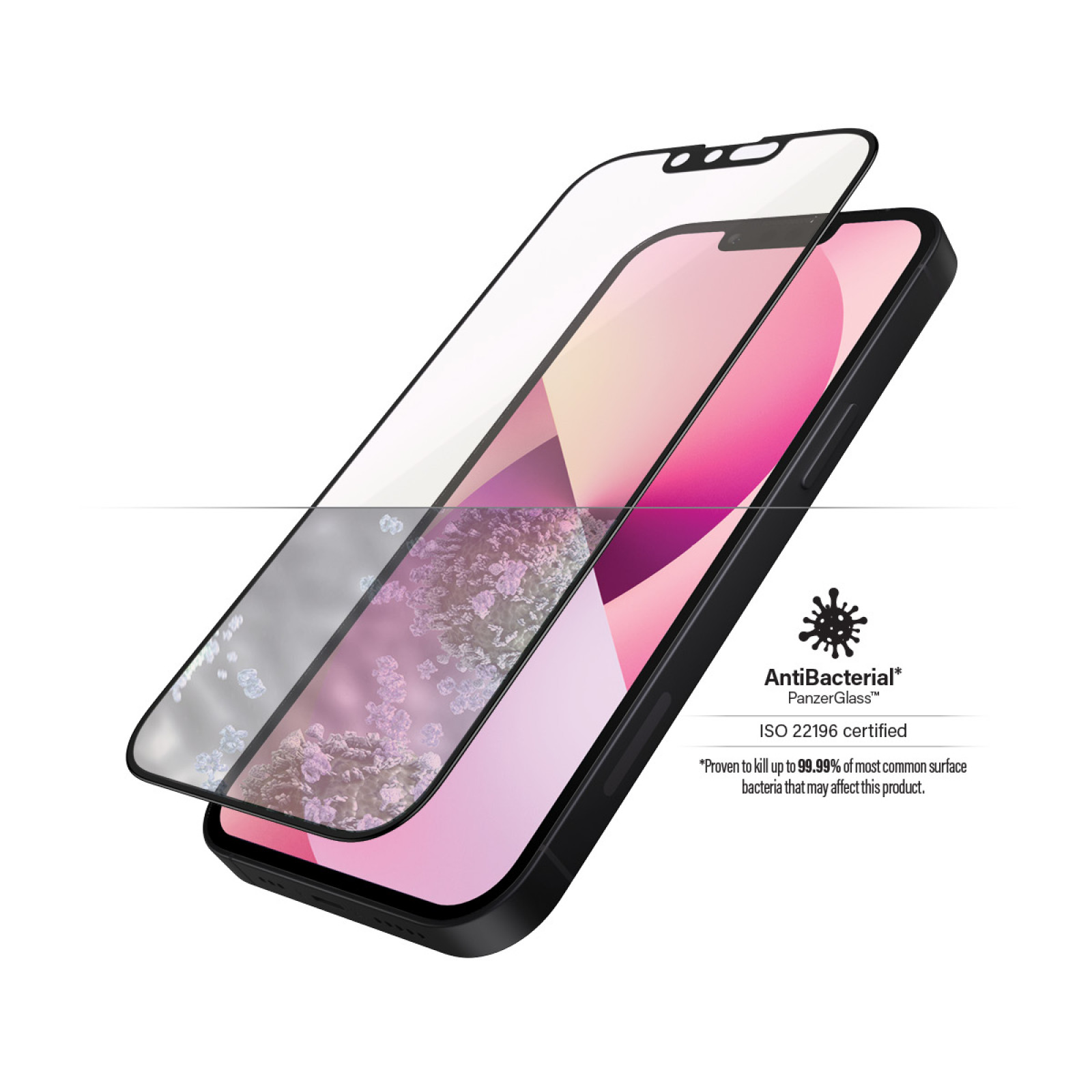 Стъклен протектор PanzerGlass за Apple Iphone 13 mini 5.4 Anti-Bluelight, CaseFriendly, Antibacterial, Pro- Черен