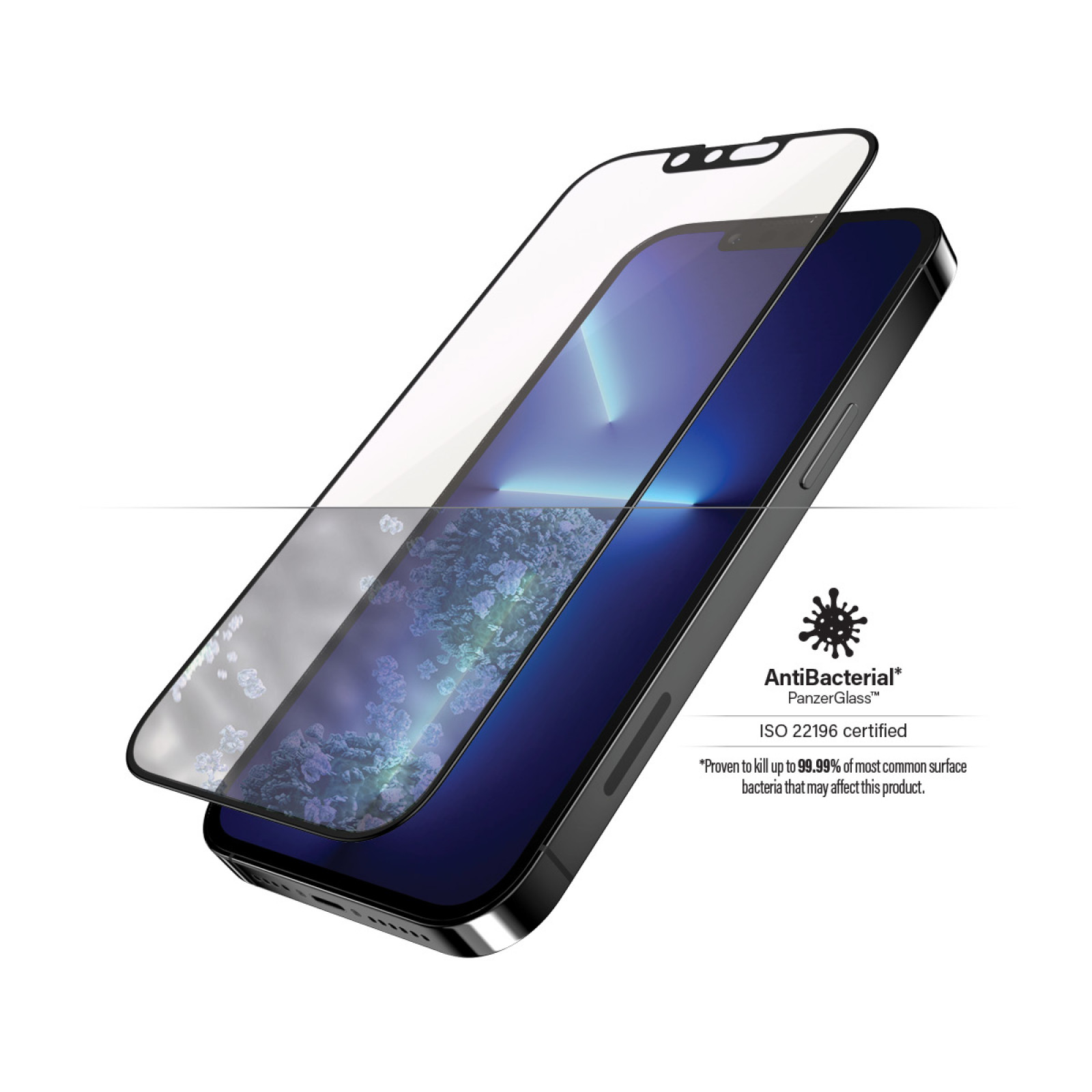 Стъклен протектор PanzerGlass за Apple Iphone 13 Pro Max 6.7 Anti-Bluelight, CaseFriendly, Antibacterial, Pro- Черен