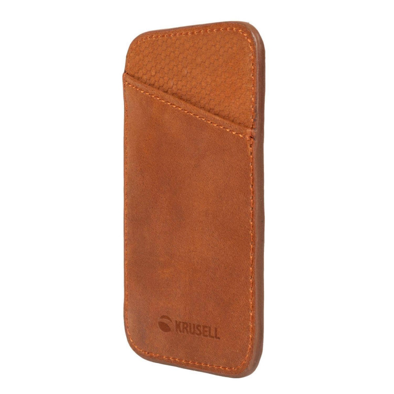 Картодържател Krusell Apple Magnetic leather card holder - Cognac