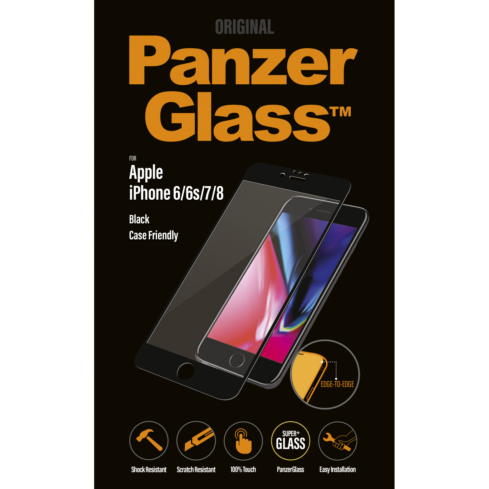 Стъклен протектор PanzerGlass за Apple Iphone 7/8/6/6s CaseFriendly - Black
