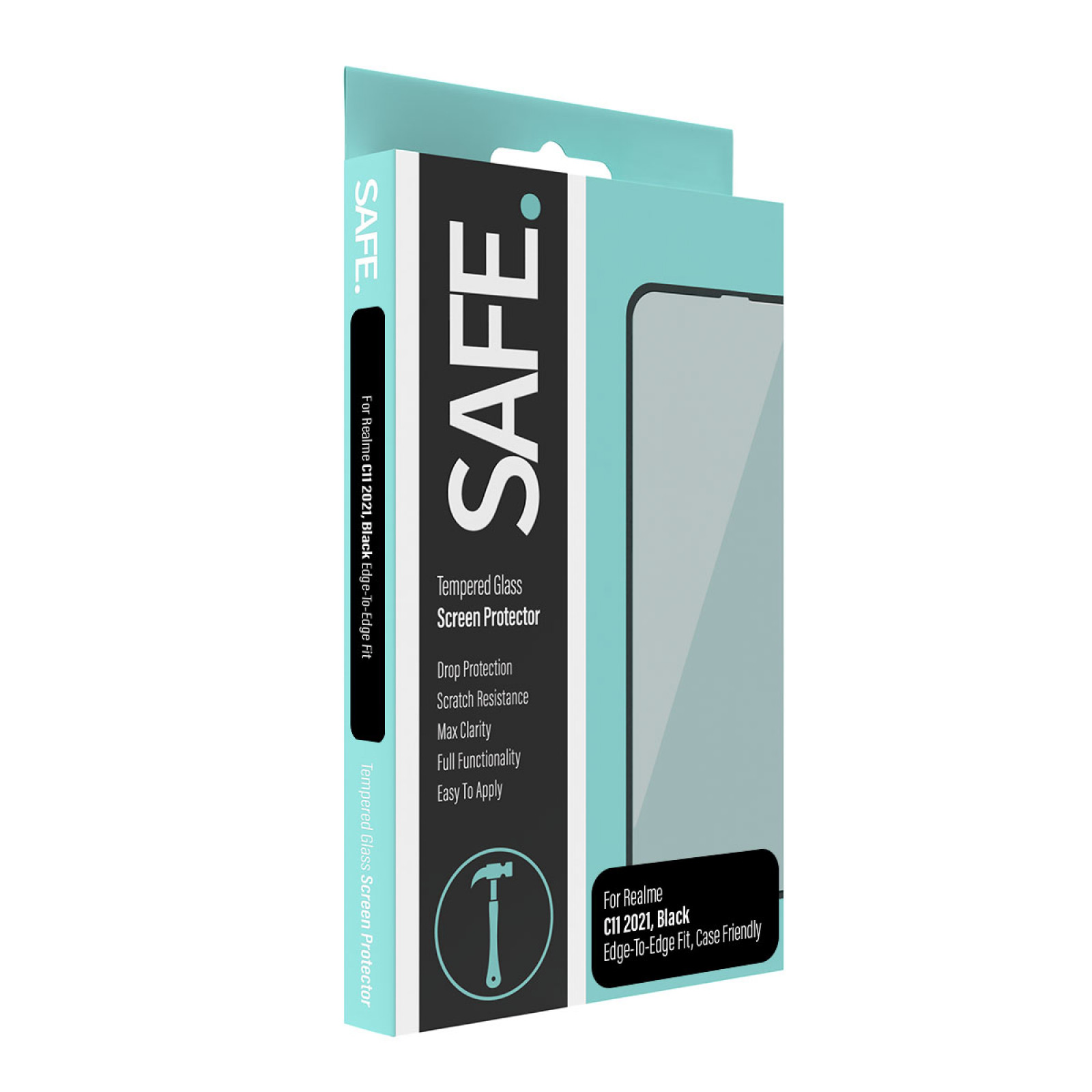 Стъклен протектор Safe за Realme C11, Casefriendly - Черен
