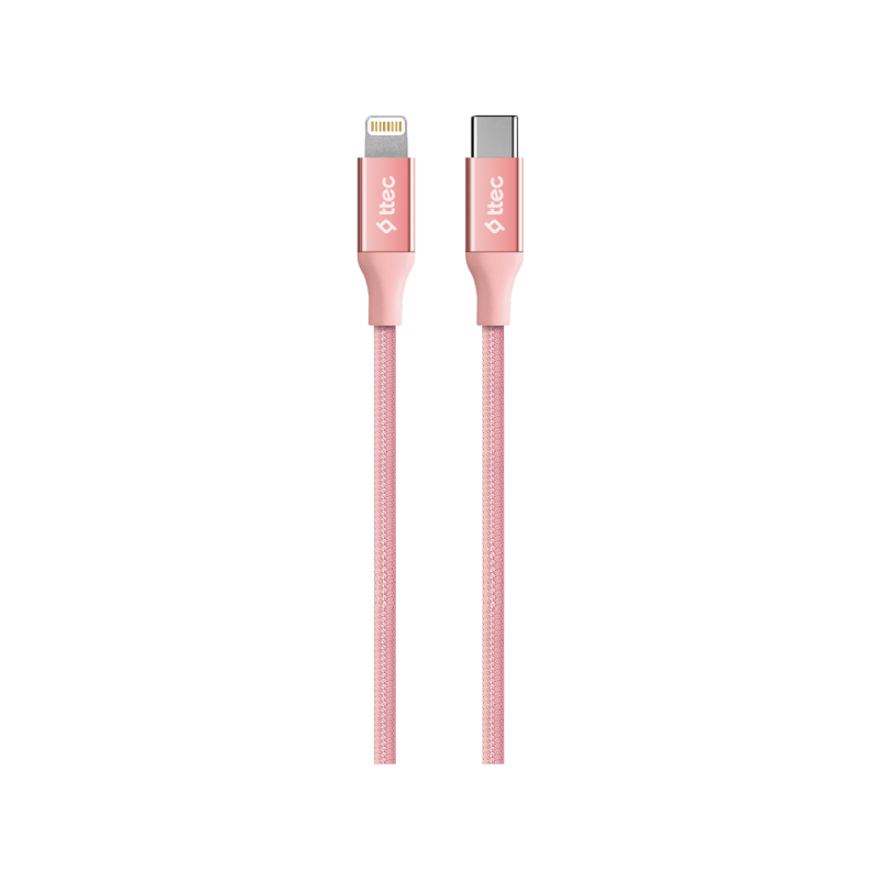 Кабел ttec AlumiCable Type-c - Lightning Fast Charging Cable 150cm - Rose Gold