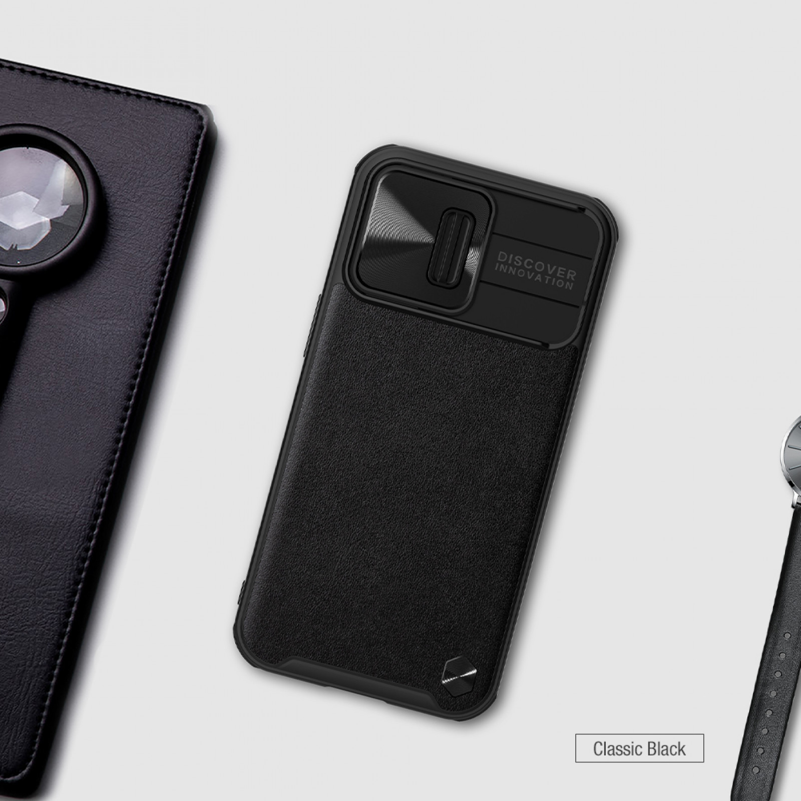 Гръб Nillkin leather camshield за Iphone 13 Pro - Черен,